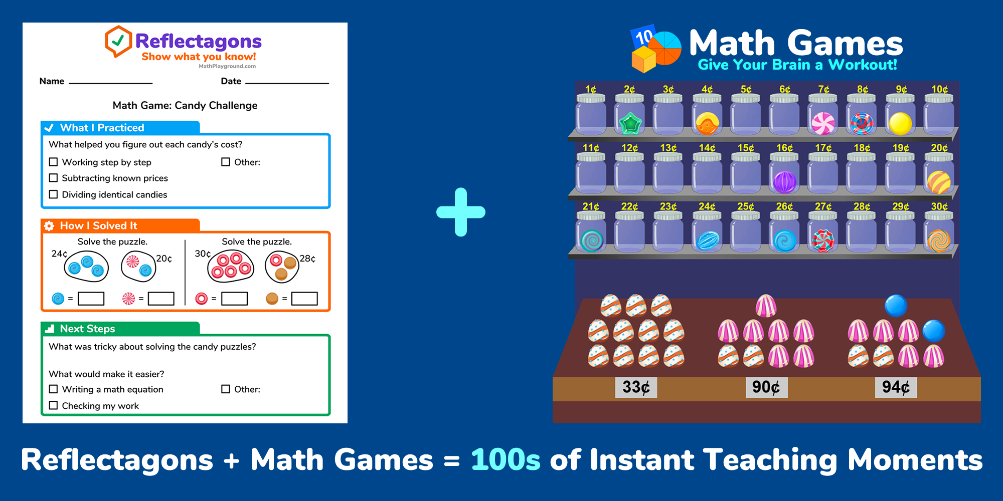 Math Playground game paired with a Reflectagon to create a complete learning package